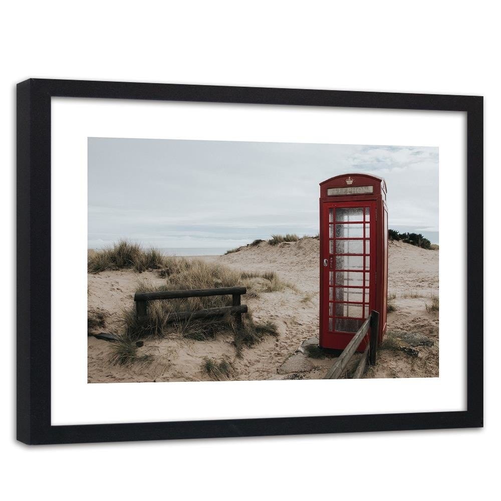 Glezna melnā rāmī - Telephone Booth On The Beach Home Trends
