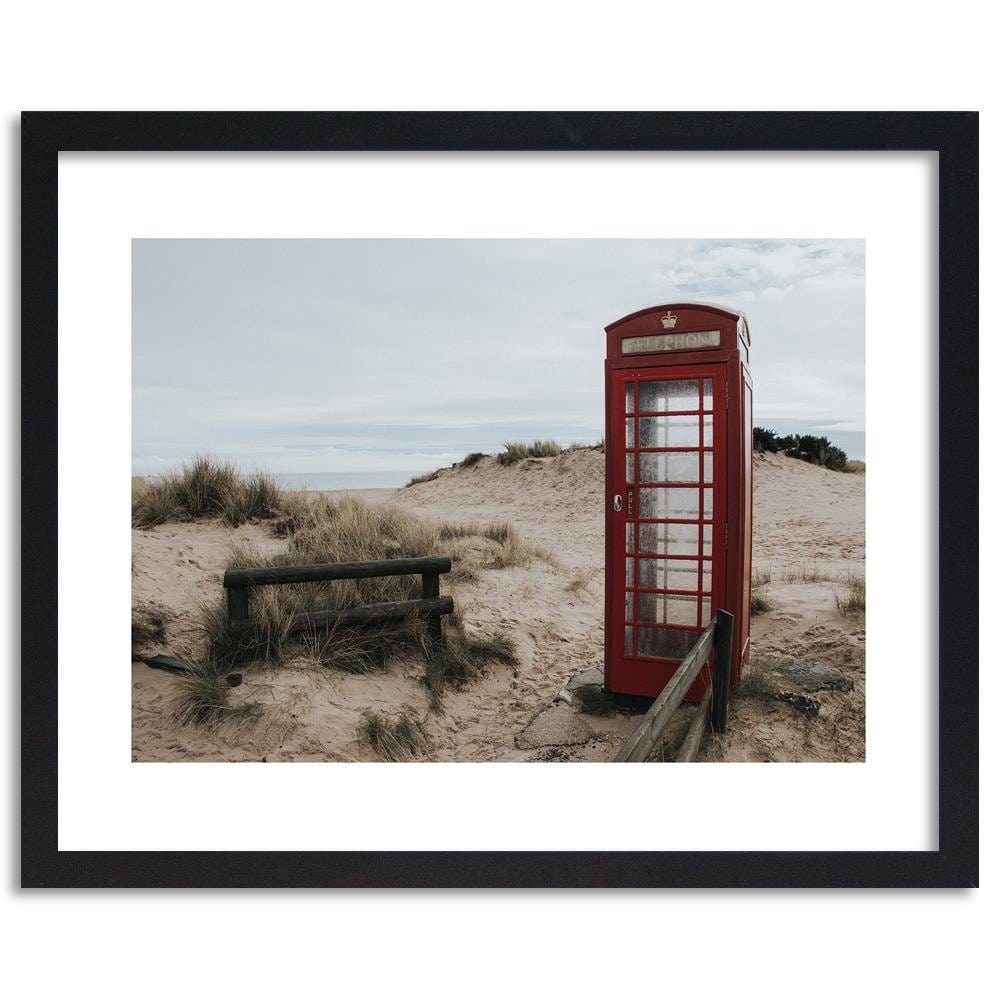Glezna melnā rāmī - Telephone Booth On The Beach Home Trends