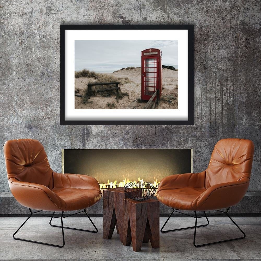 Glezna melnā rāmī - Telephone Booth On The Beach Home Trends