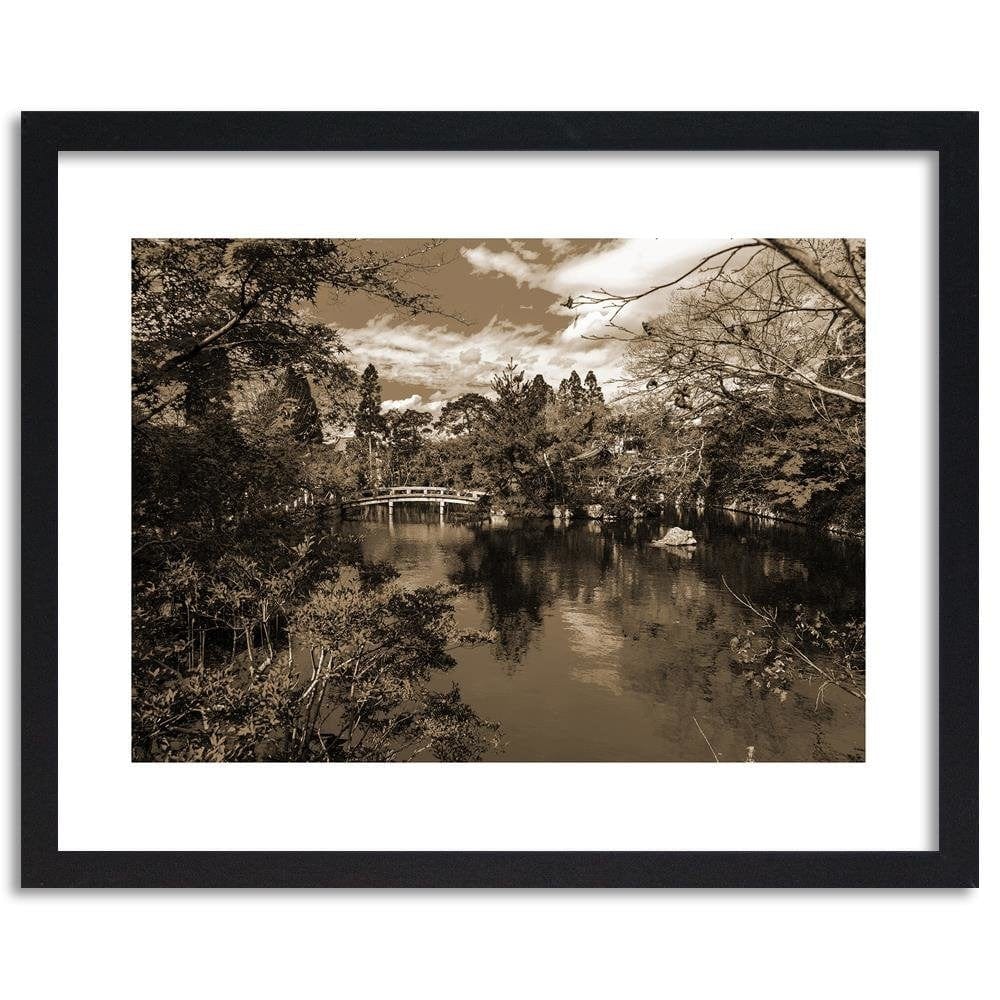 Glezna melnā rāmī - The Bridge Over The River In The Park 1 Home Trends