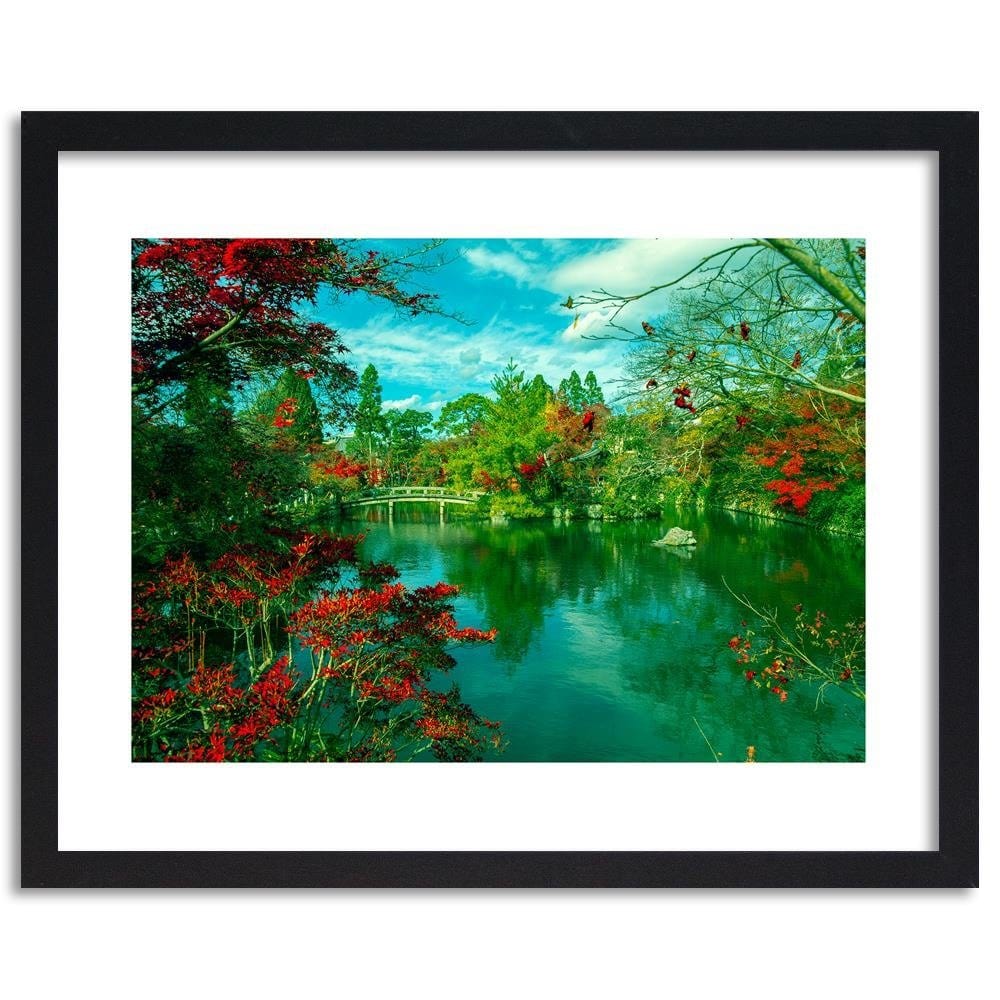 Glezna melnā rāmī - The Bridge Over The River In The Park 4 Home Trends