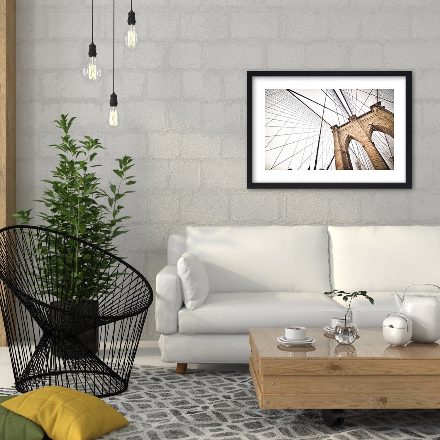 Glezna melnā rāmī - The Design Of The Brooklyn Bridge  Home Trends