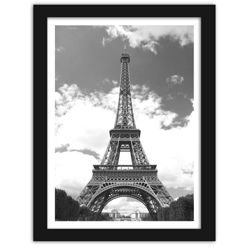 Glezna melnā rāmī - The Eiffel Tower against the background of the clouds Home Trends