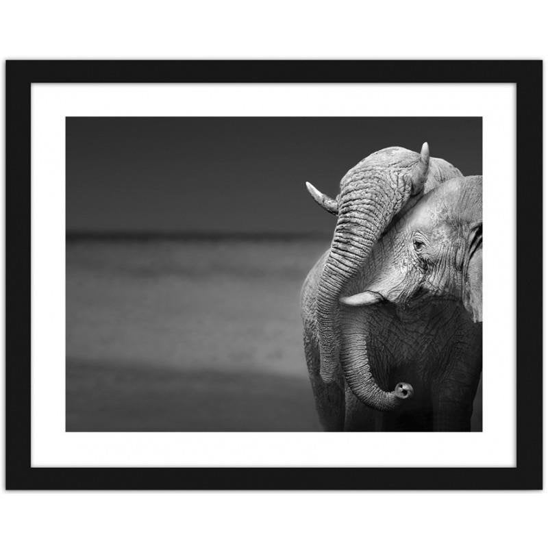 Glezna melnā rāmī - The elephant family Home Trends