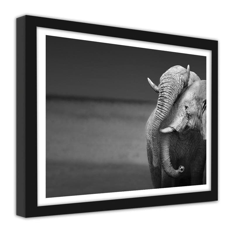 Glezna melnā rāmī - The elephant family Home Trends
