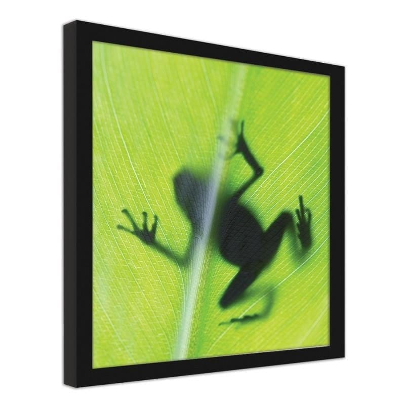 Glezna melnā rāmī - The frog on the green leaf Home Trends