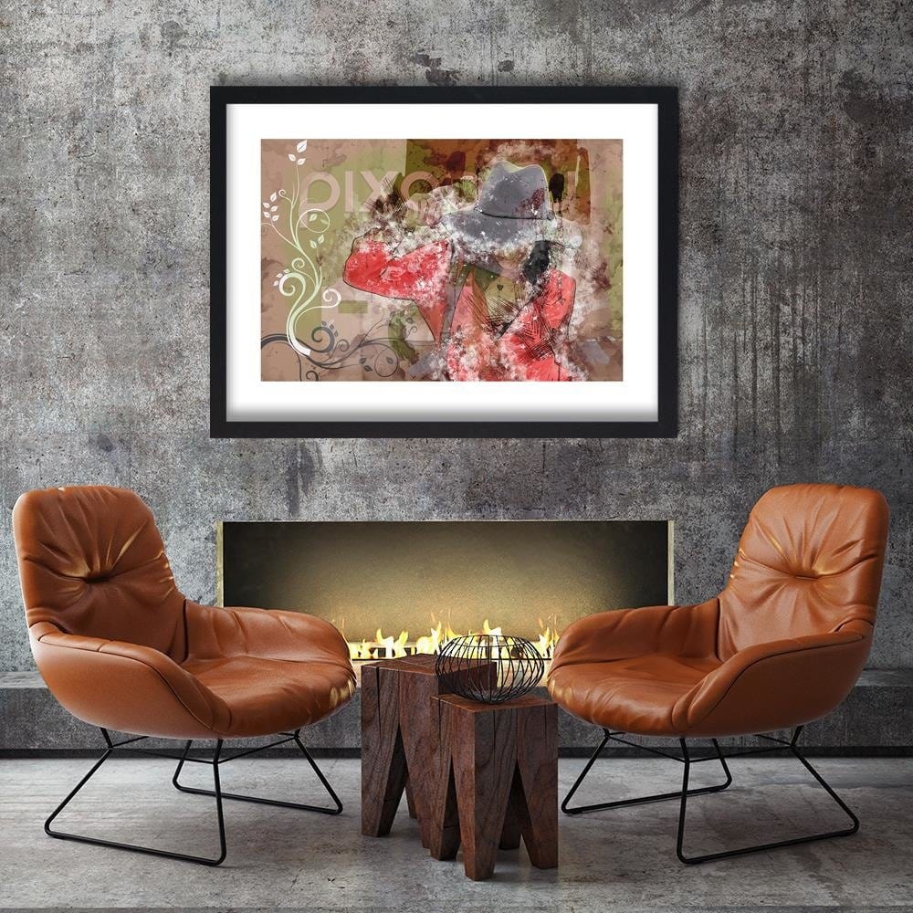 Glezna melnā rāmī - The Girl In The Hat Abstraction Home Trends