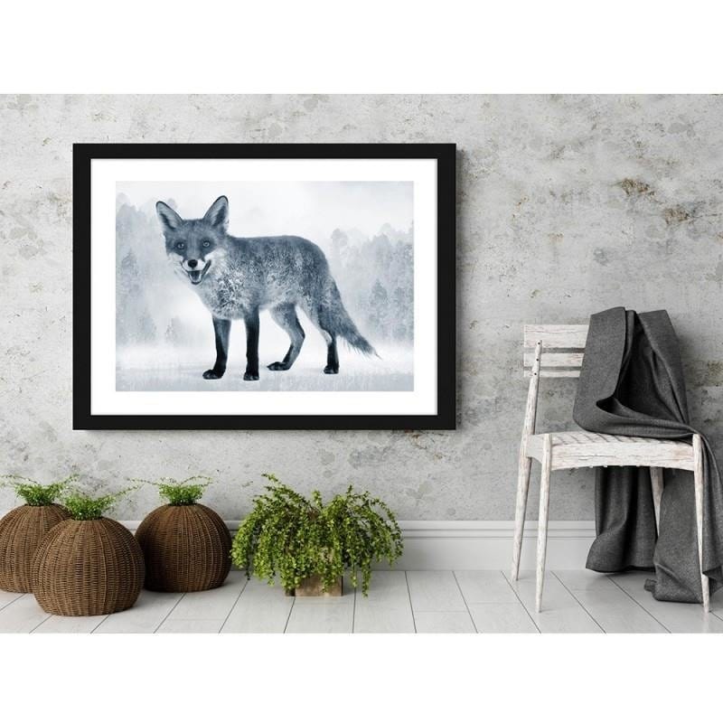 Glezna melnā rāmī - The grey fox Home Trends