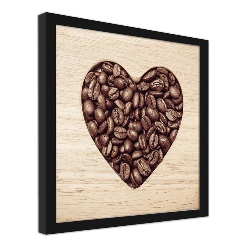 Glezna melnā rāmī - The heart of coffee beans Home Trends