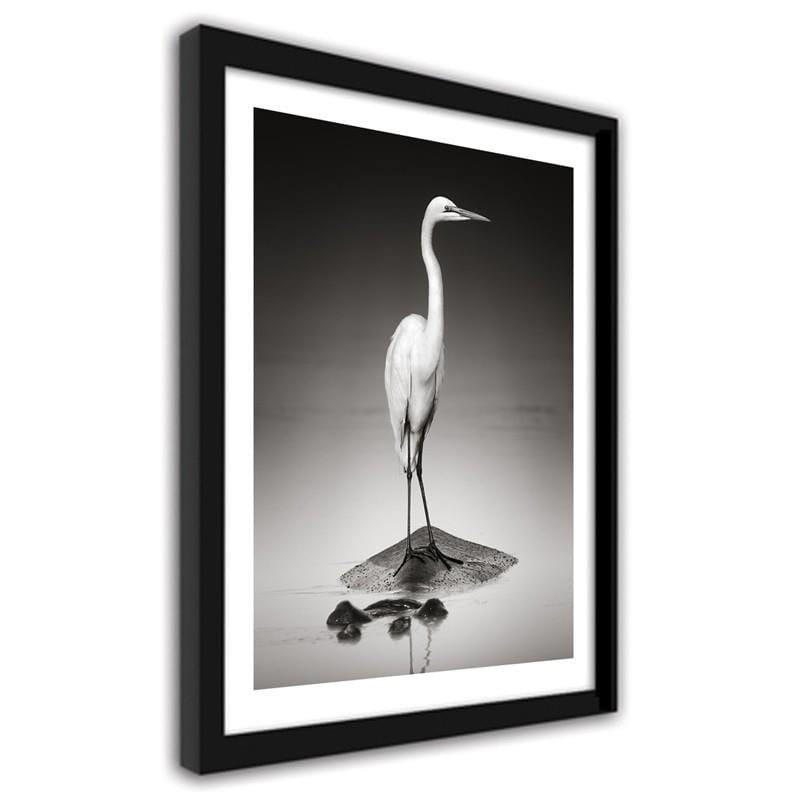 Glezna melnā rāmī - The heron on the hippopotamus Home Trends