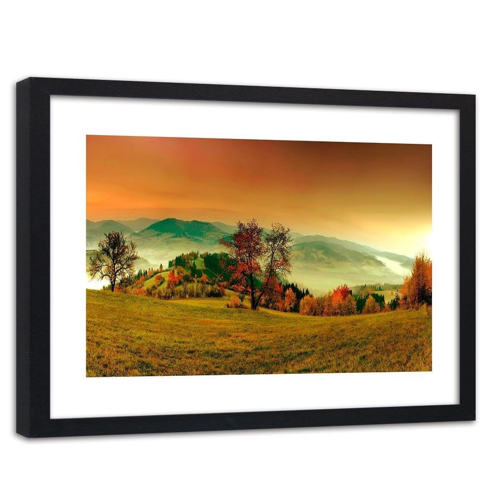 Glezna melnā rāmī - The Hills Of Autumn Trees 3 Home Trends