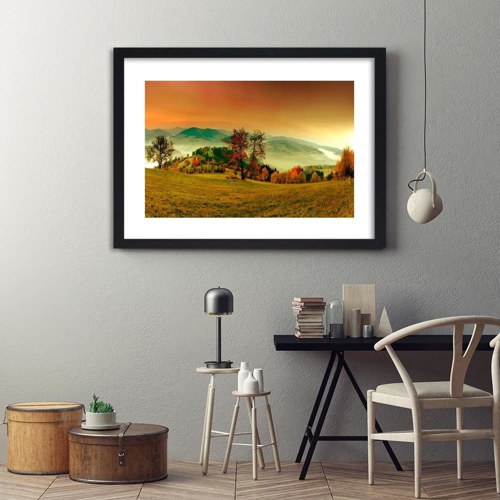 Glezna melnā rāmī - The Hills Of Autumn Trees 3 Home Trends