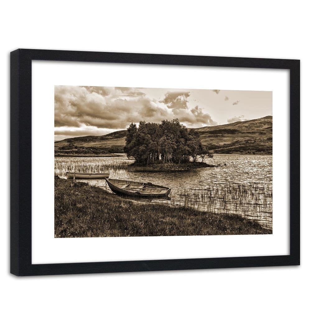 Glezna melnā rāmī - The Island On The Lake 1 Home Trends