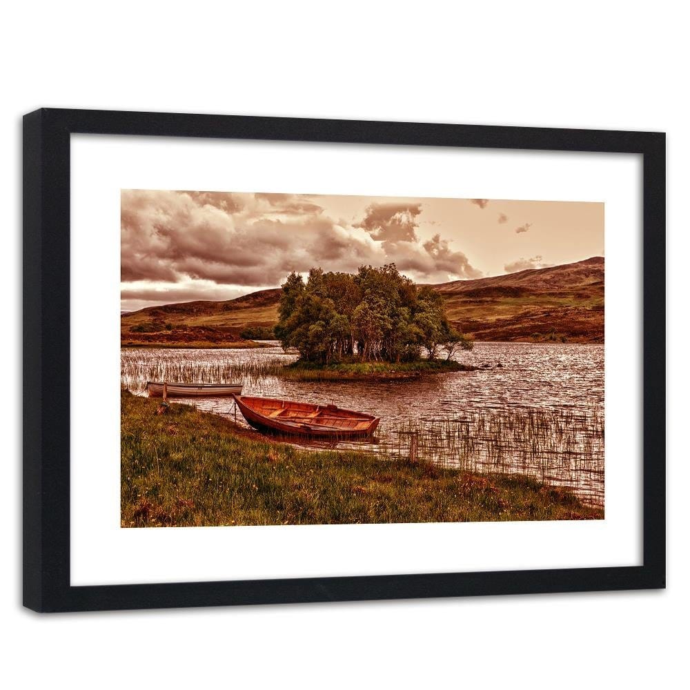 Glezna melnā rāmī - The Island On The Lake 3 Home Trends