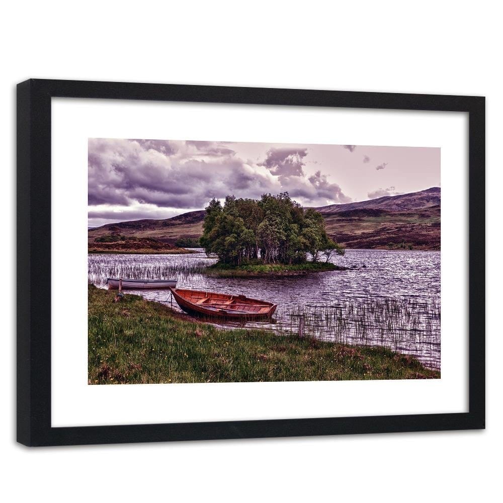 Glezna melnā rāmī - The Island On The Lake 4 Home Trends