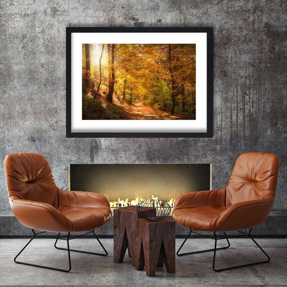 Glezna melnā rāmī - The Leaves On The Forest Road Home Trends