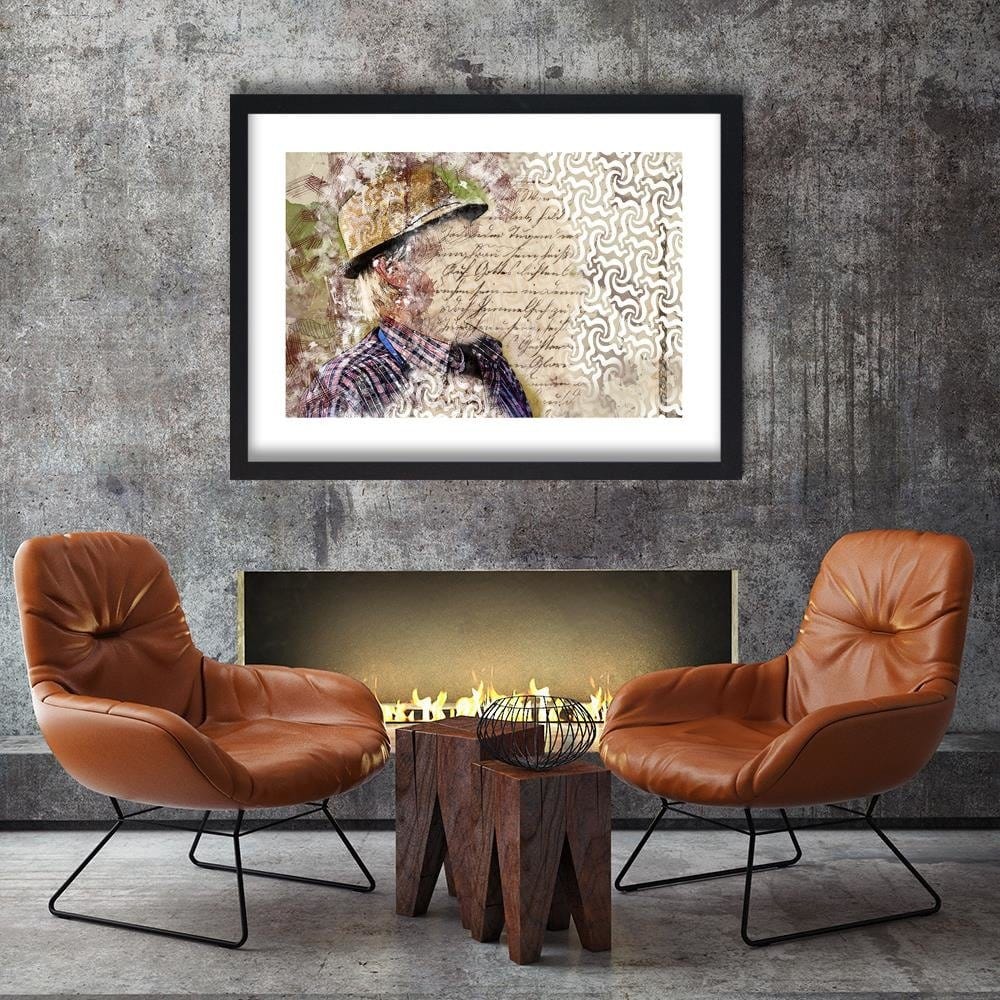 Glezna melnā rāmī - The Man In The Hat Abstraction Home Trends