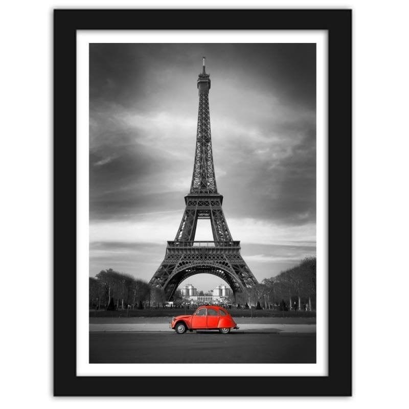 Glezna melnā rāmī - The old car in front of the Eiffel Tower Home Trends