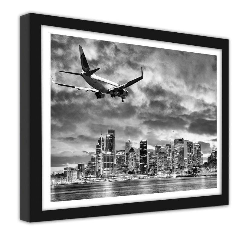Glezna melnā rāmī - The plane over Sydney Home Trends