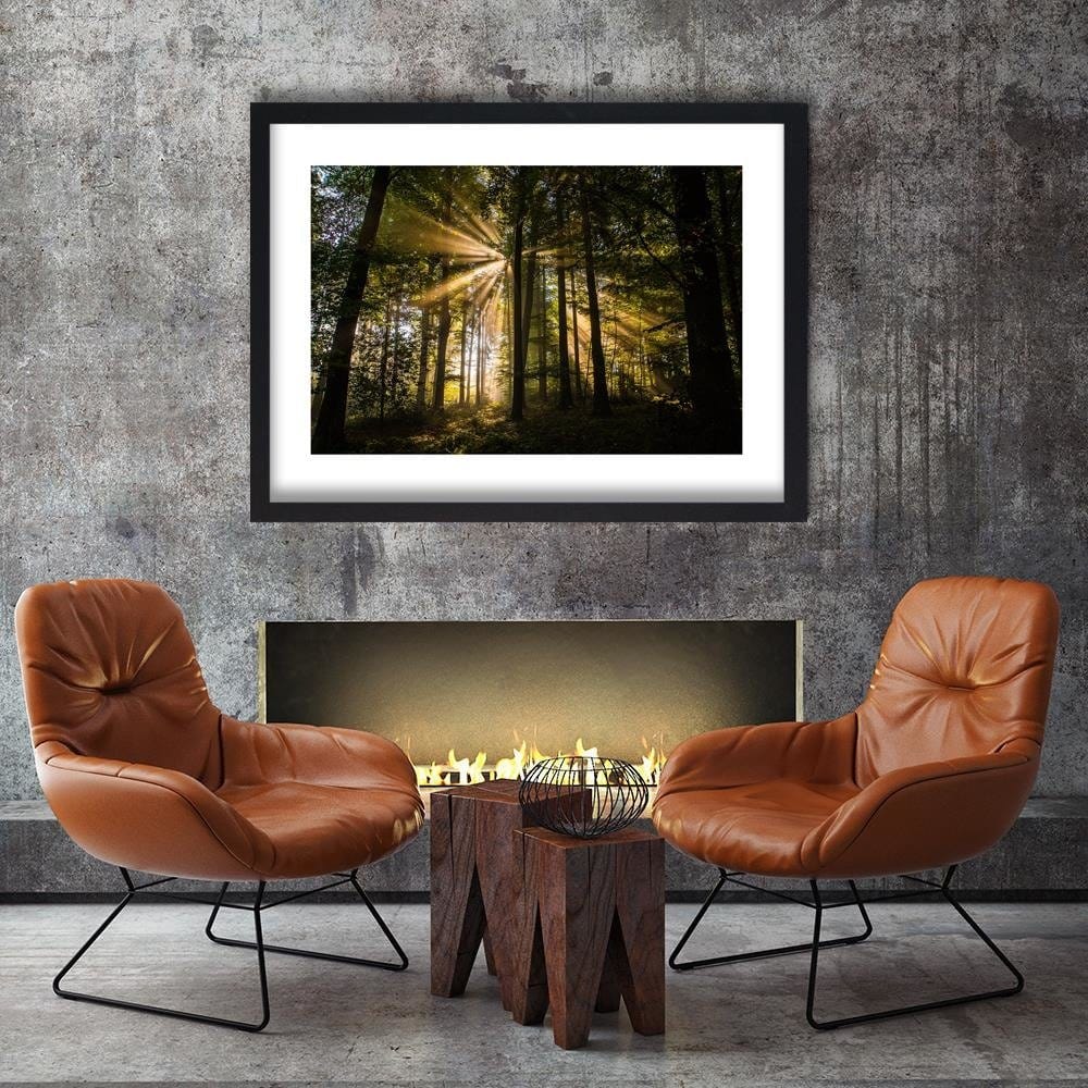 Glezna melnā rāmī - The Rays Of The Sun In A Dark Forest Home Trends