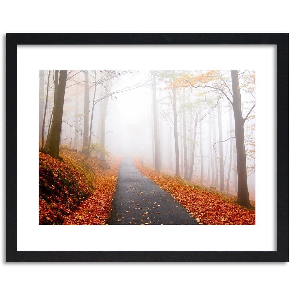 Glezna melnā rāmī - The Road In A Misty Forest Home Trends
