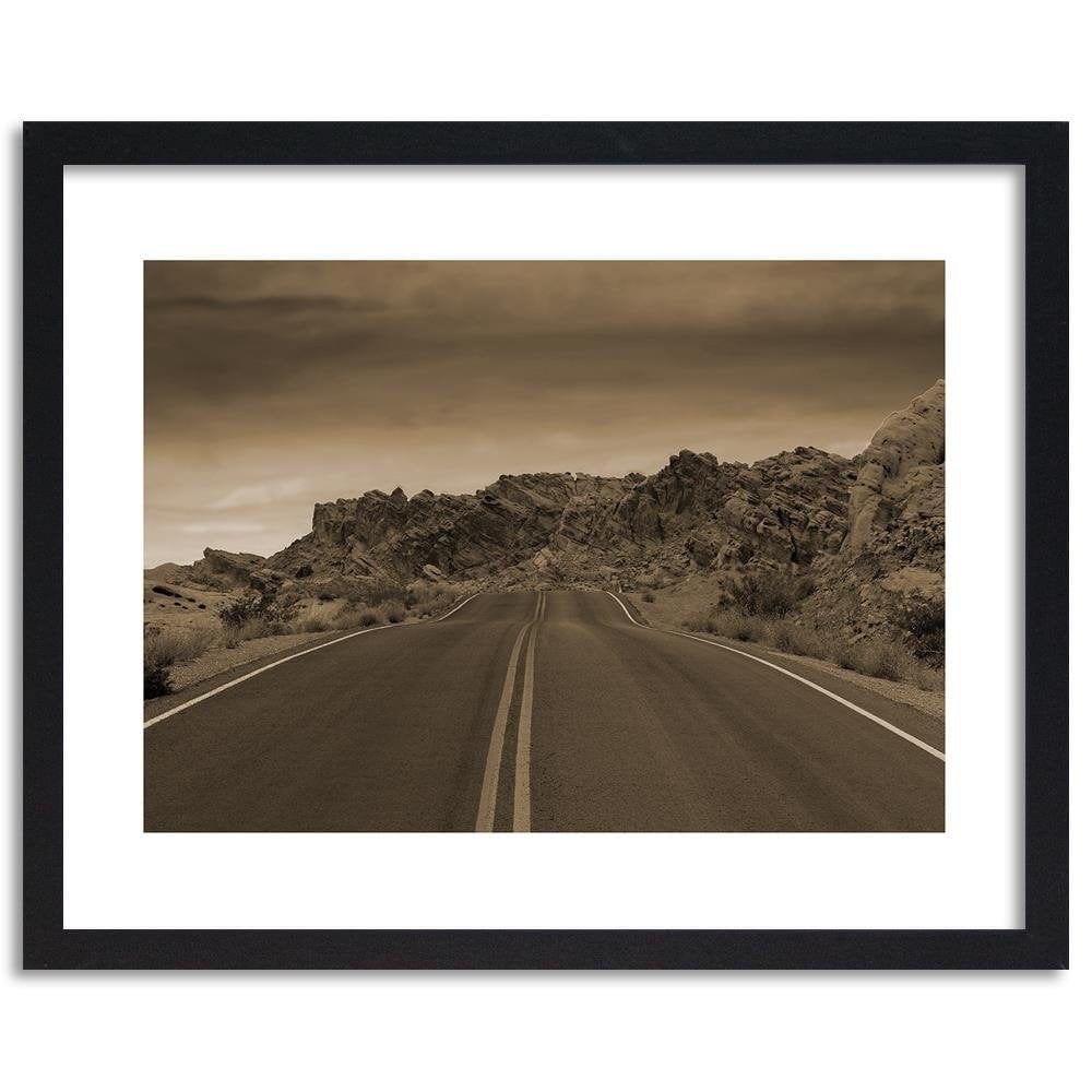 Glezna melnā rāmī - The Road In The Desert 1 Home Trends