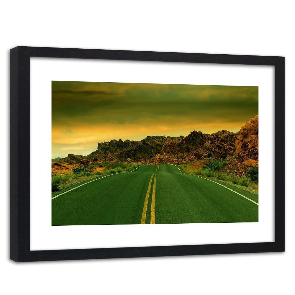 Glezna melnā rāmī - The Road In The Desert 3 Home Trends