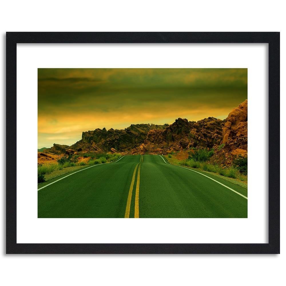 Glezna melnā rāmī - The Road In The Desert 3 Home Trends