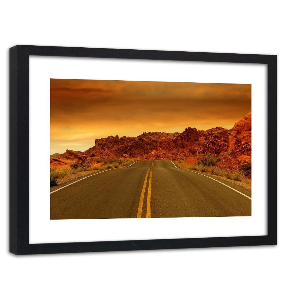 Glezna melnā rāmī - The Road In The Desert 4 Home Trends