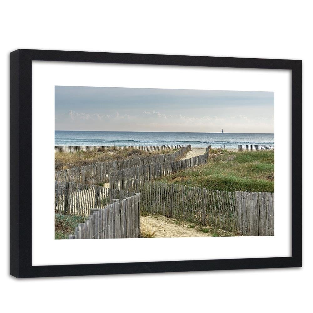 Glezna melnā rāmī - The Road To The Sea By Sand Dunes Home Trends