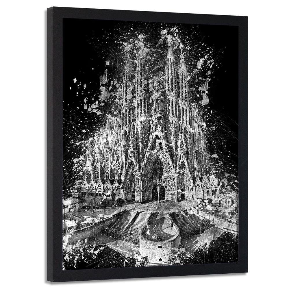 Glezna melnā rāmī - The Sagrada Familia In Barcelona Home Trends