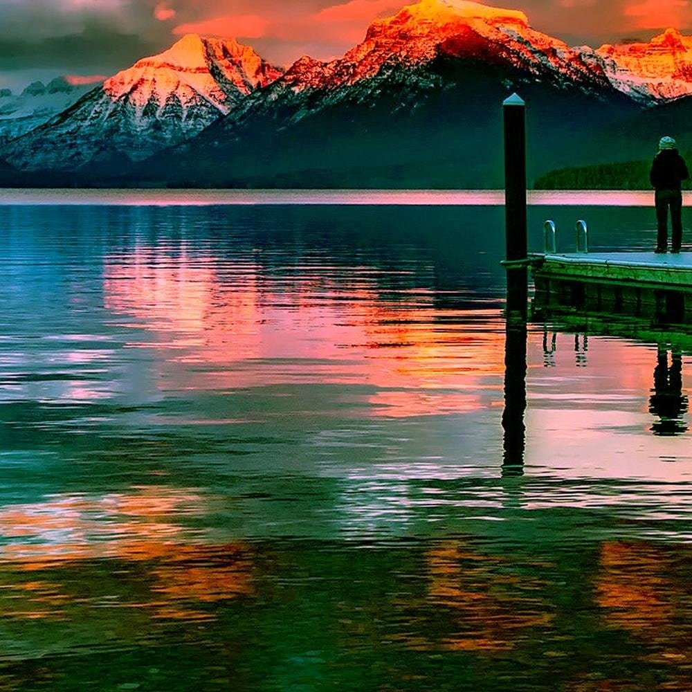Glezna melnā rāmī - The View Of The Mountains From Bridge Home Trends