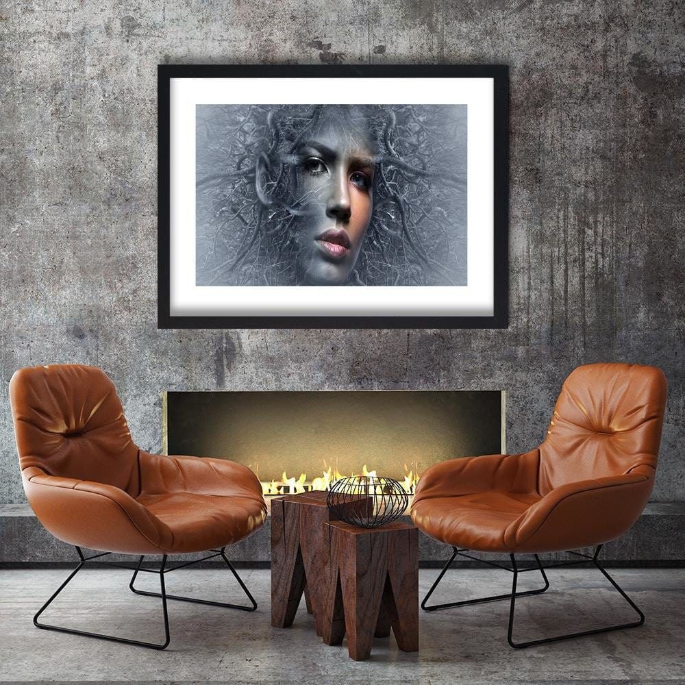 Glezna melnā rāmī - The Woman's Face In The Branches Of A Fantasy Home Trends