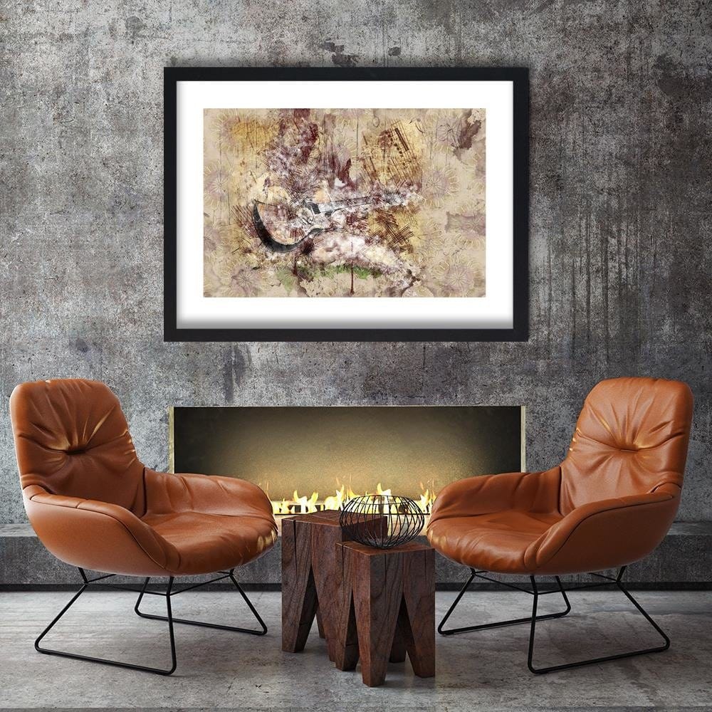 Glezna melnā rāmī - The Woman With A Guitar Abstraction Home Trends