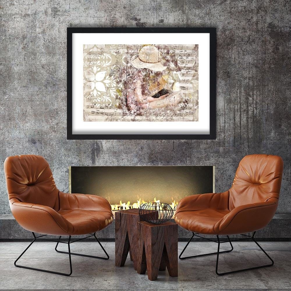 Glezna melnā rāmī - The Woman With The Book Abstraction Home Trends