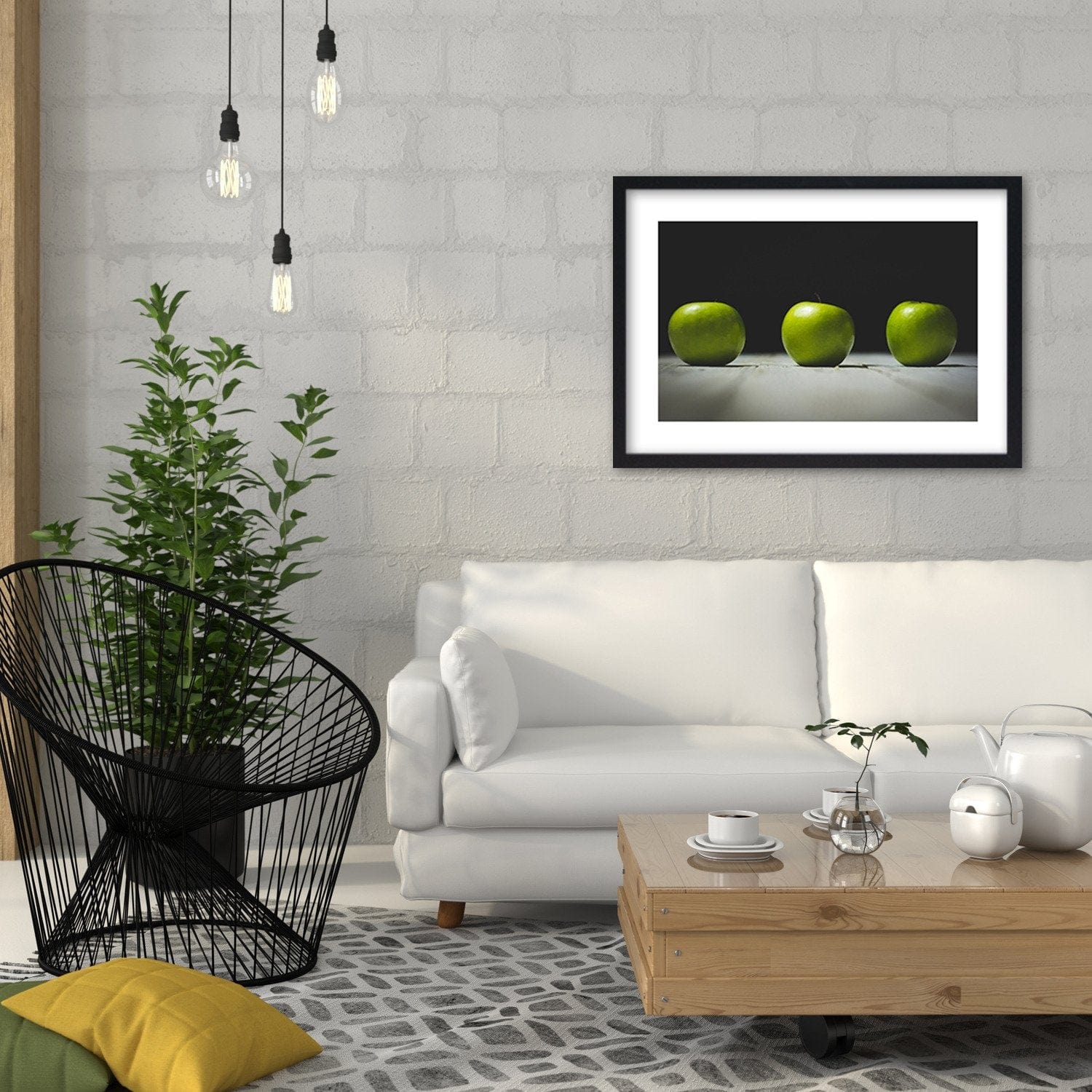 Glezna melnā rāmī - Three Green Apples Home Trends