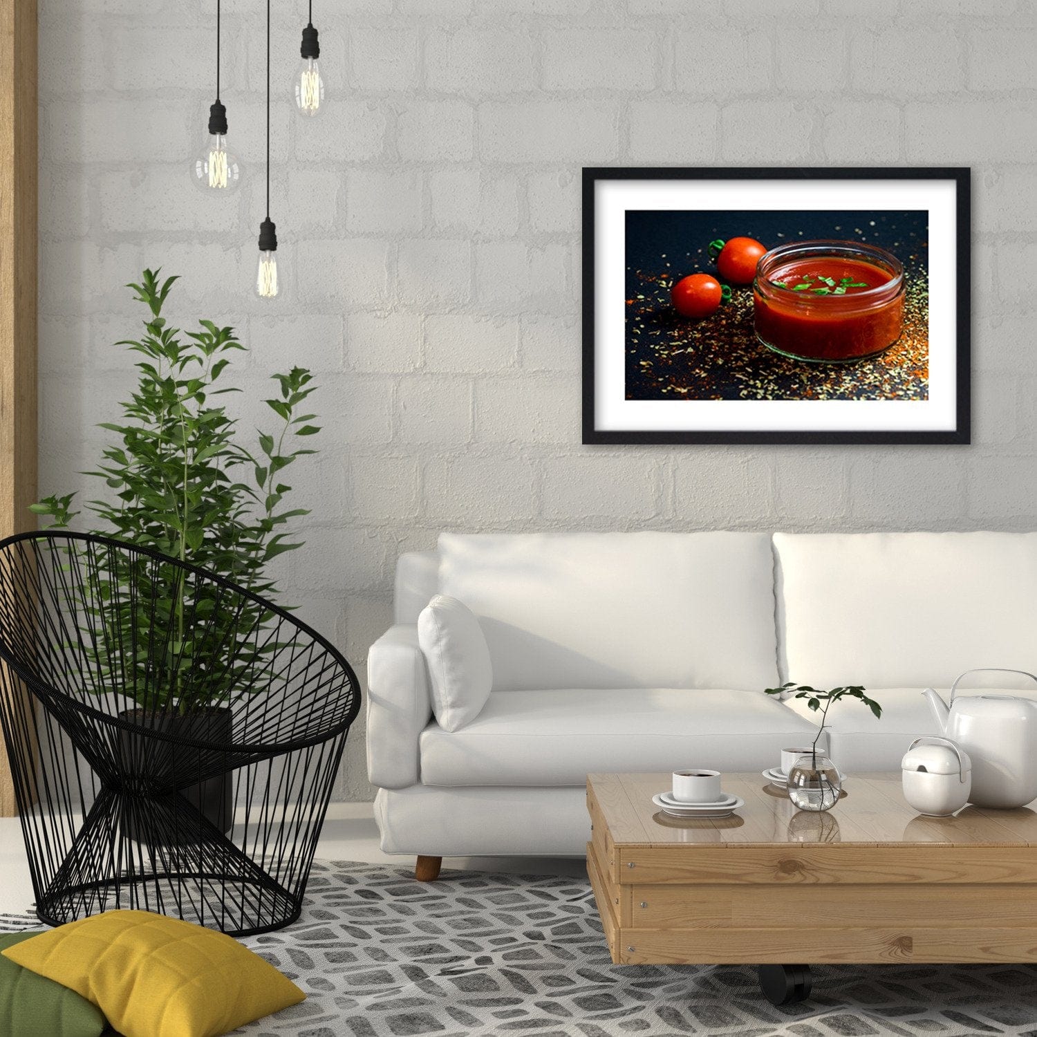Glezna melnā rāmī - Tomato Cream Home Trends