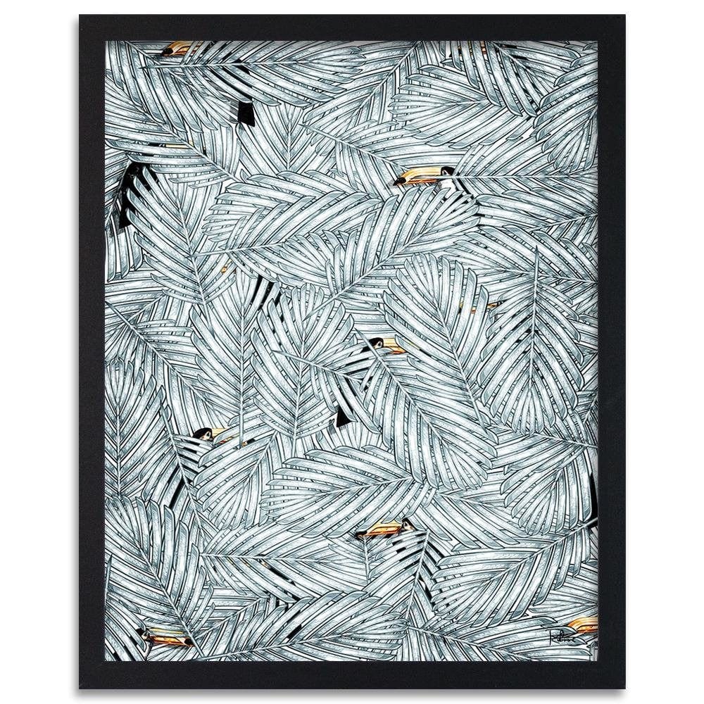 Glezna melnā rāmī - Toucan Image Animal Print Grey Home Trends