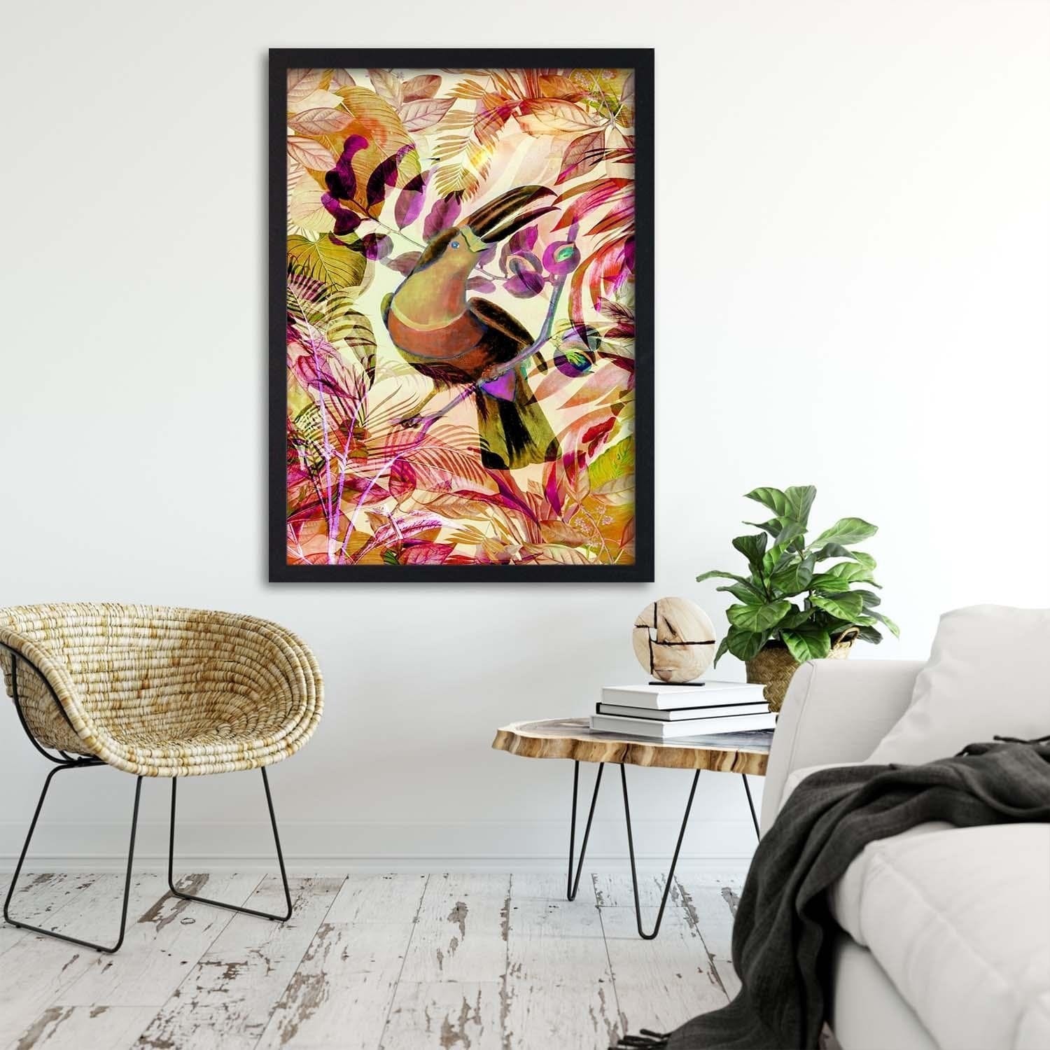 Glezna melnā rāmī - Toucan On The Branch Home Trends
