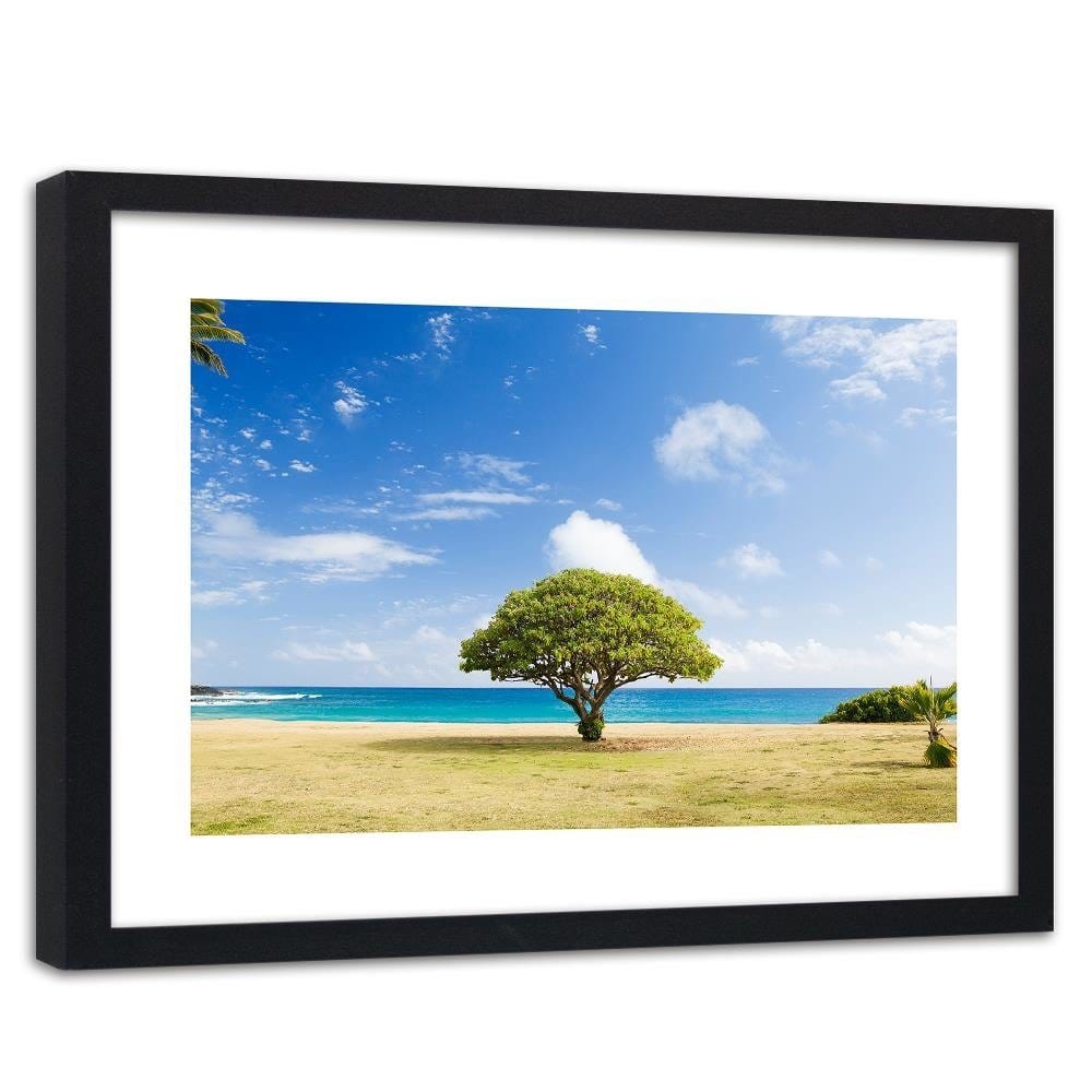Glezna melnā rāmī - Tree On The Beach Home Trends