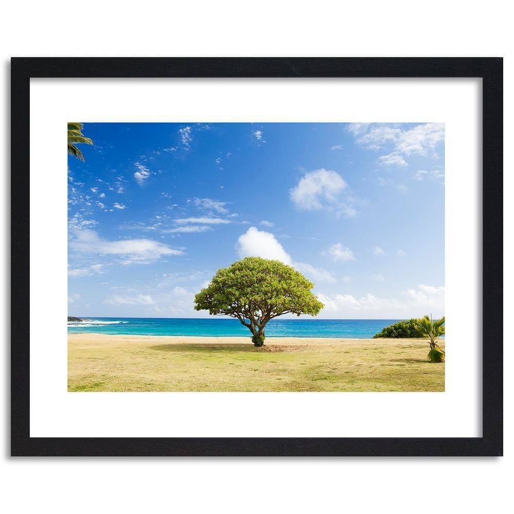 Glezna melnā rāmī - Tree On The Beach Home Trends
