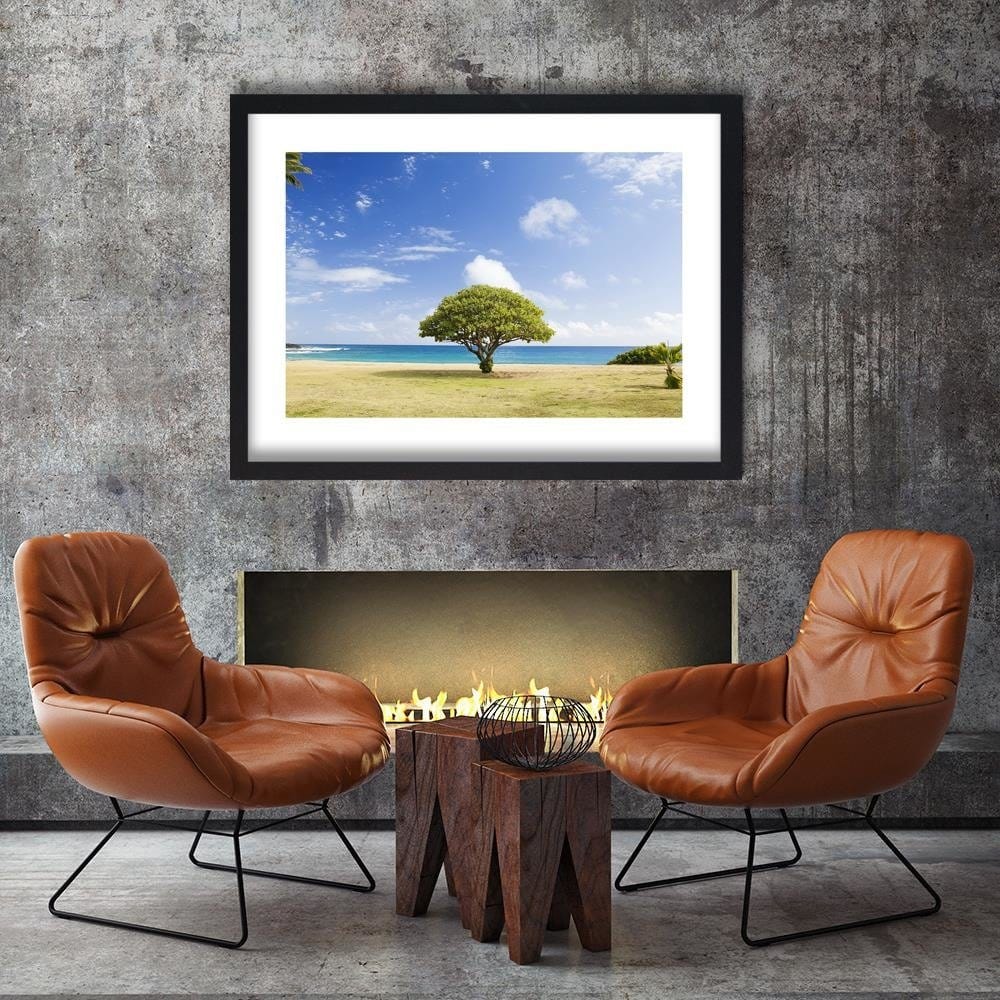 Glezna melnā rāmī - Tree On The Beach Home Trends