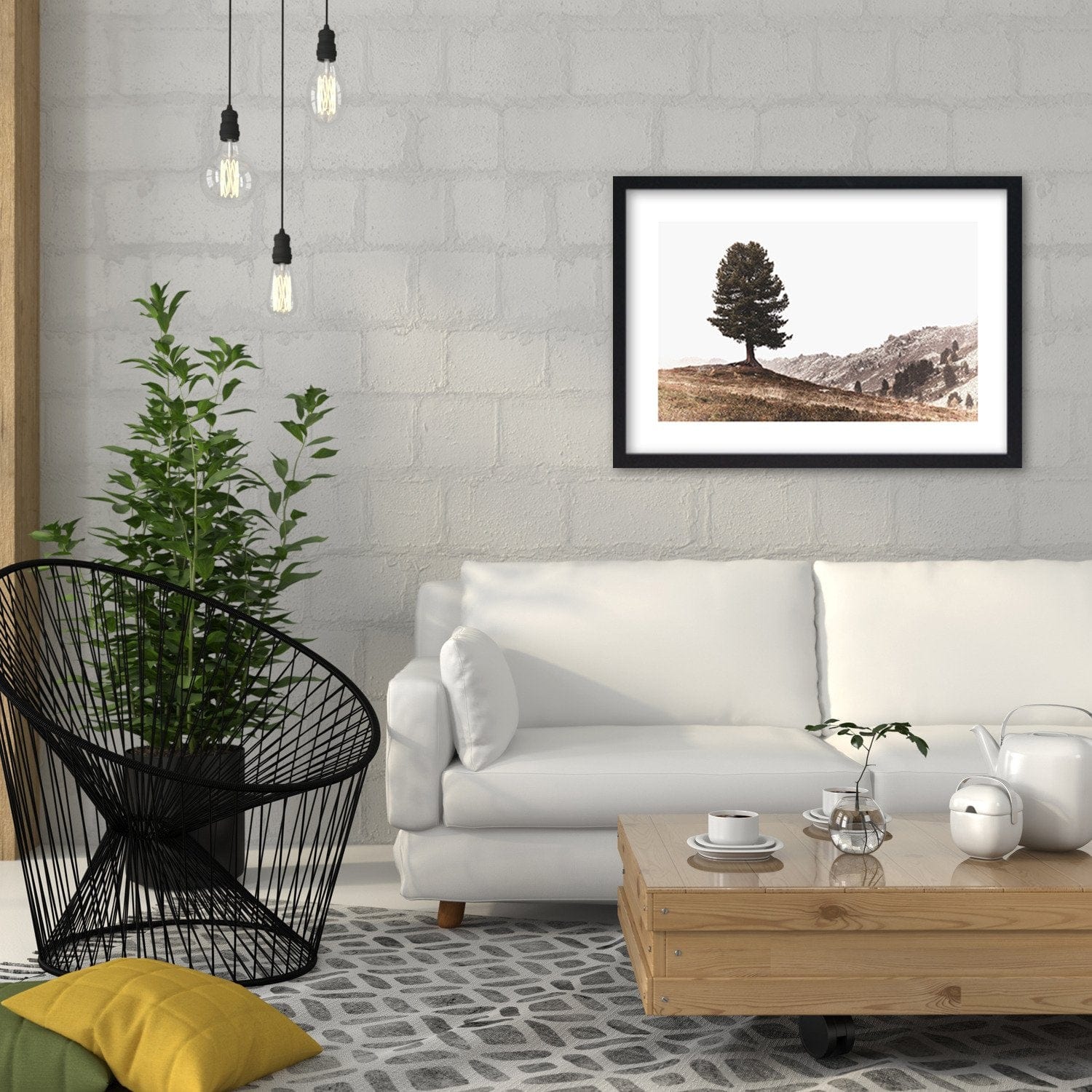 Glezna melnā rāmī - Tree On The Hills Home Trends