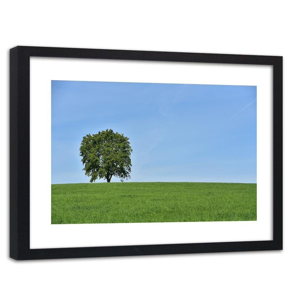 Glezna melnā rāmī - Tree On The Meadow Home Trends