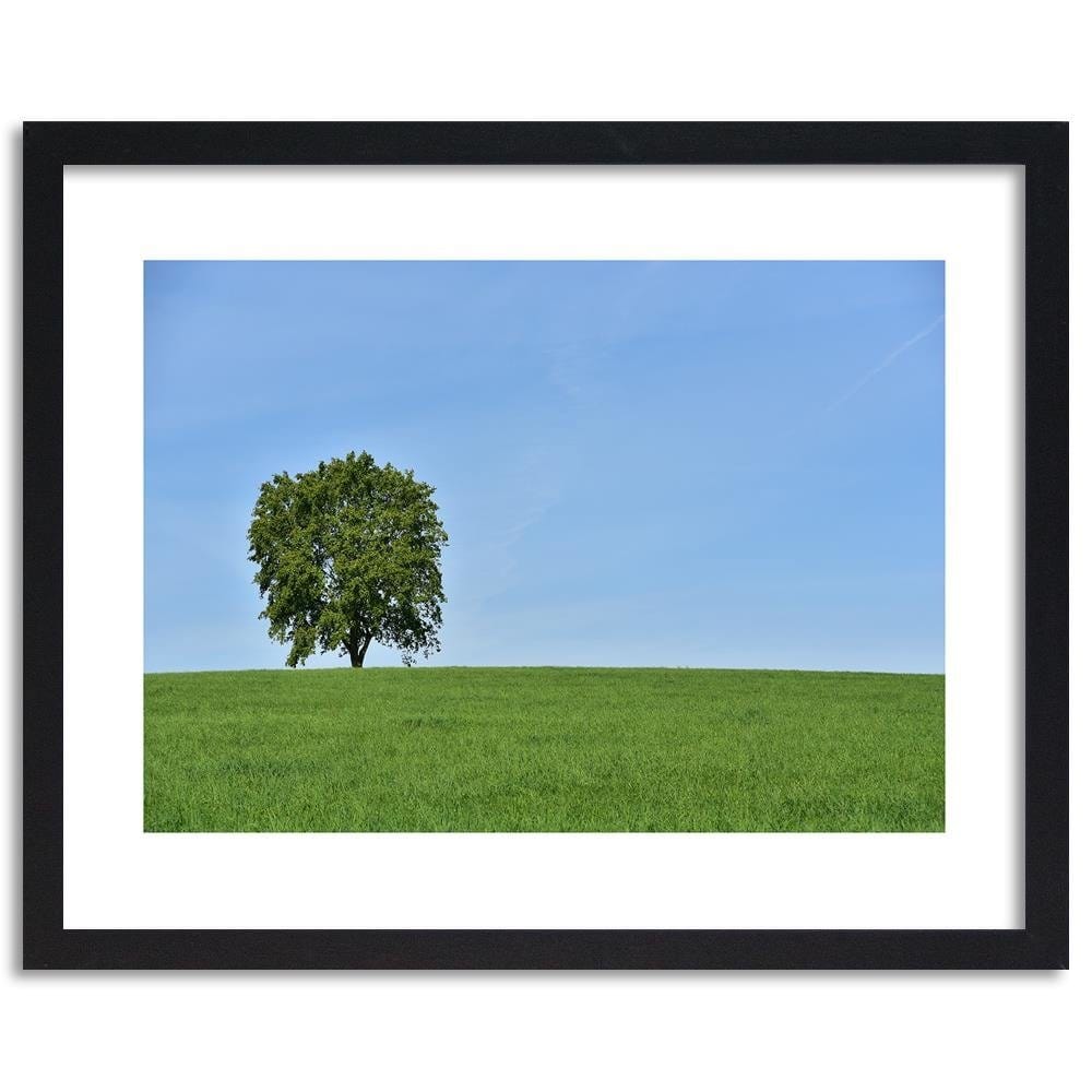 Glezna melnā rāmī - Tree On The Meadow Home Trends