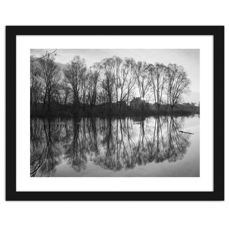 Glezna melnā rāmī - Trees in the lake Home Trends