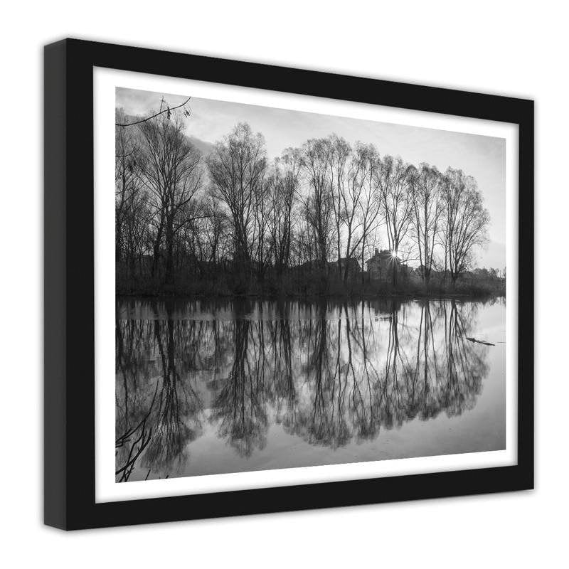 Glezna melnā rāmī - Trees in the lake Home Trends