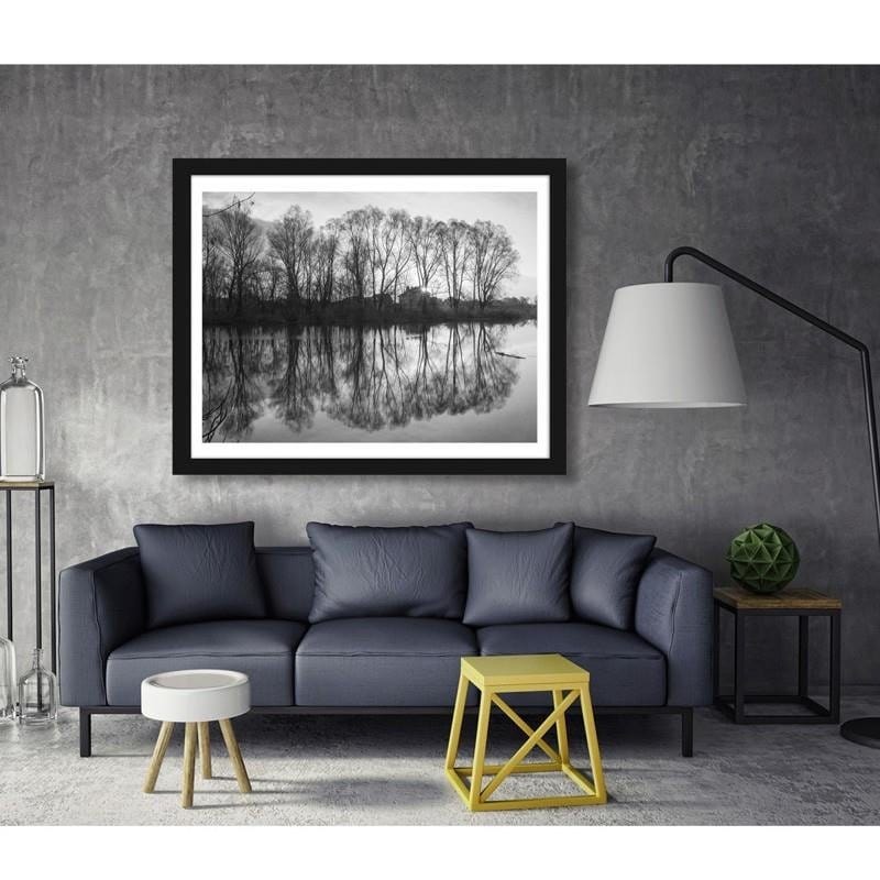 Glezna melnā rāmī - Trees in the lake Home Trends