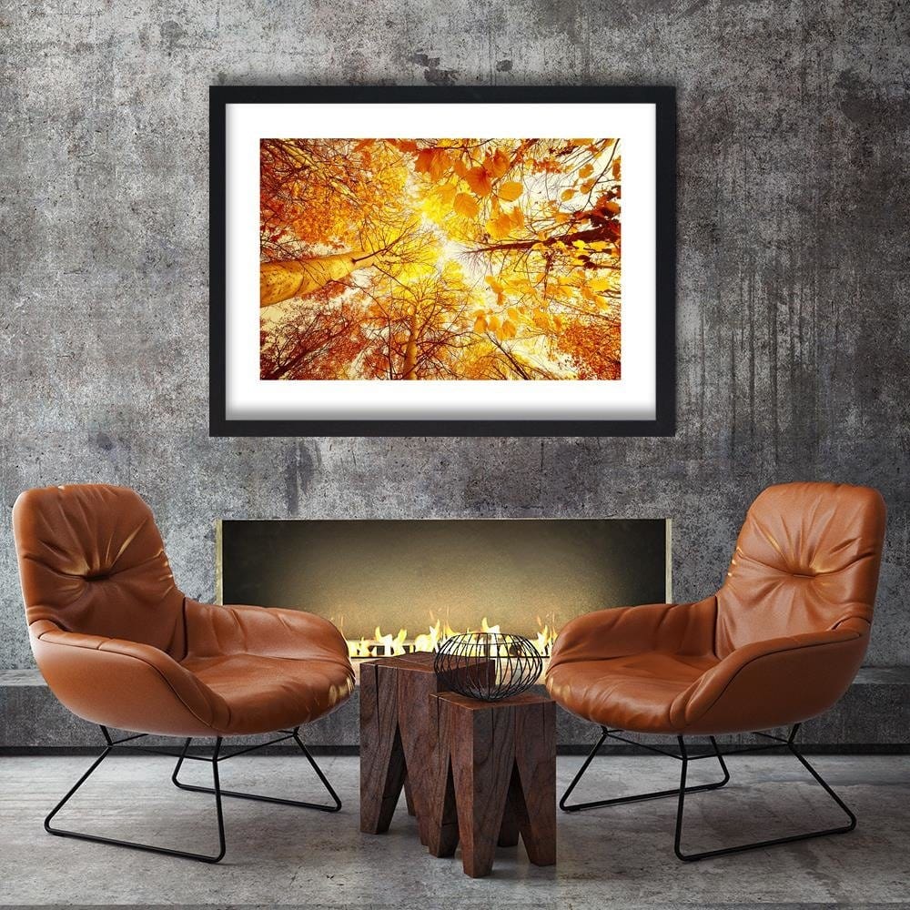 Glezna melnā rāmī - Trees With Leaves Yellowed Home Trends