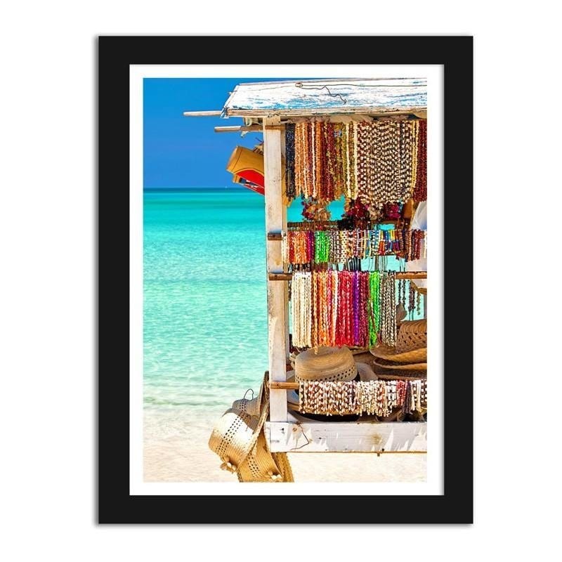 Glezna melnā rāmī - Tropical souvenir beach Home Trends